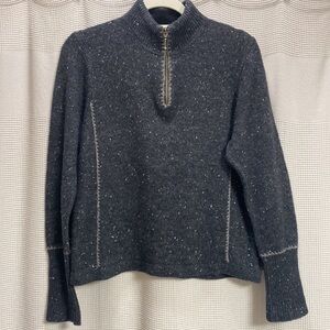 Woolrich 1/4 zip Grey heathered sweater with lambswool stitch detailing Size M
